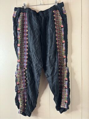 Johnny Was Cargo Pants Embroidered Joggers XL